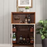 Mid Century Modern Bar Cabinet Acorn and White Mahogany