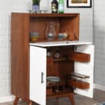 Mid Century Modern Bar Cabinet Acorn and White Mahogany