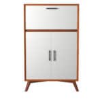 Mid Century Modern Bar Cabinet Acorn and White Mahogany