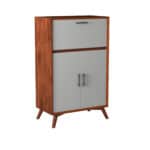 Mid Century Modern Bar Cabinet Acorn and White Mahogany
