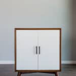 Mid Century Modern Acorn White Bar Cabinet Mahogany Veneer