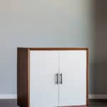 Mid Century Modern Acorn White Bar Cabinet Mahogany Veneer