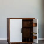 Mid Century Modern Acorn White Bar Cabinet Mahogany Veneer