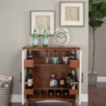 Mid Century Modern Acorn White Bar Cabinet Mahogany Veneer