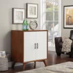 Mid Century Modern Acorn White Bar Cabinet Mahogany Veneer