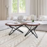 Retro Mod Mid-Century Modern Coffee Table Set with Marble Print (2-Piece)