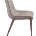 Brown & Walnut Faux Leather Dining Chair with Faux Wood Legs (Set of 2)