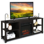 Modern TV Console with Adjustable Shelves and Fireplace Space 13 Modern TV Console with Adjustable Shelves and Fireplace Space