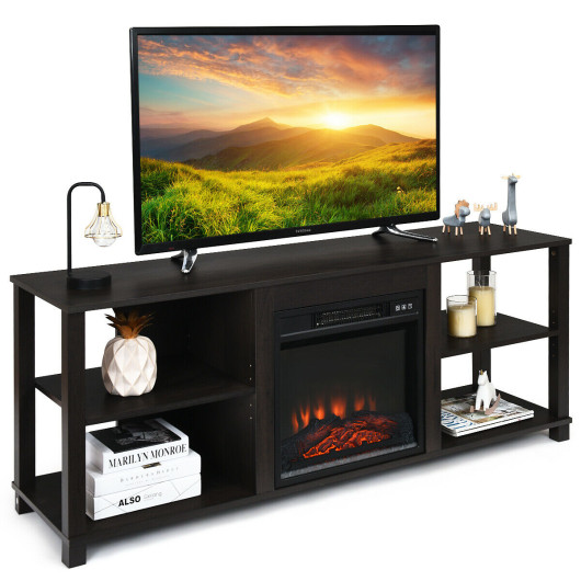 Modern TV Console with Adjustable Shelves and Fireplace Space 6 Modern TV Console with Adjustable Shelves and Fireplace Space - Image 6
