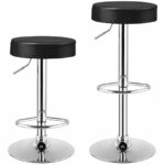 Adjustable Swivel Bar Stool with PU Leather and Footrest (1)