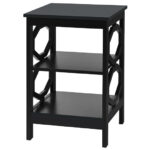 3 Tier Black Side Table with Storage Compartments