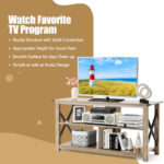 Rustic 3-Tier TV Stand with Open Shelves and Cable Management 33 Rustic 3-Tier TV Stand with Open Shelves and Cable Management