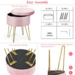 Velvet Storage Ottoman Stool with Gold Metal Legs and Storage 26 Velvet Storage Ottoman Stool with Gold Metal Legs and Storage