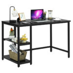 47 Inch Black Computer Desk with Adjustable Shelf 18 47 Inch Black Computer Desk with Adjustable Shelf