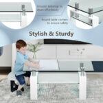 Modern Glass Coffee Table with Metal Legs and Storage Shelves 14 Modern Glass Coffee Table with Metal Legs and Storage Shelves