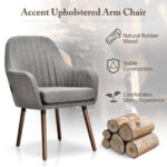 Gray Upholstered Accent Chairs with Wooden Legs and Armrests (Set of 2) 14 Gray Upholstered Accent Chairs with Wooden Legs and Armrests (Set of 2)