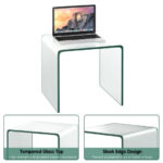 Tempered Glass U-Shaped End Table with Non-Slip Pads