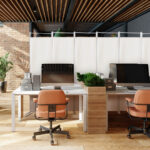 6 Panel Folding Room Divider with Steel Frame and Fabric