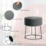 Velvet Round Ottoman Stool with Non-Slip Pads for Living Room