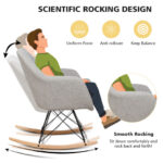Gray Upholstered Rocking Chair with Steel and Beech Wood Base 12 Gray Upholstered Rocking Chair with Steel and Beech Wood Base
