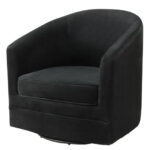 Velvet Swivel Barrel Accent Chair with Metal Base for Living Room 11 Velvet Swivel Barrel Accent Chair with Metal Base for Living Room