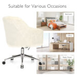 Modern Beige Faux Fur Swivel Office Chair with Armrests