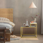 2-Tier White End Table with Metal Frame and Storage Shelf