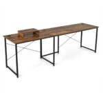 Reversible L-Shaped Long Computer Desk with Monitor Stand (2-Person)