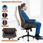 Adjustable High Back Executive Office Chair with Armrests Brown