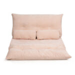Adjustable Foldable Sleeper Sofa with Pillows and Metal Frame