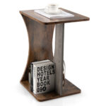 Rustic 2 Tier Compact C Shaped End Table Brown 11 Rustic 2 Tier Compact C Shaped End Table Brown