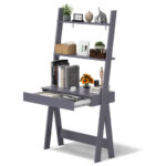Ladder Shelf Desk with Drawer, Countertop, and 2 Shelves