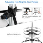 Adjustable Swivel Drafting Chair with Footrest and Rolling Casters