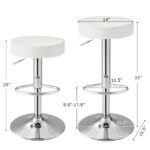 Adjustable PU Leather Swivel Bar Stools with Chrome Base (Set of 2)