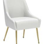 White and Gold Upholstered Armchair with Cushioned Back and Armrest 13 White and Gold Upholstered Armchair with Cushioned Back and Armrest