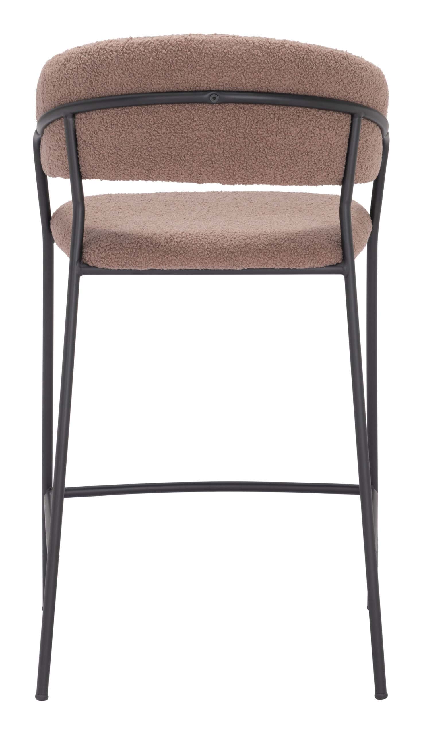 Mid-Century Modern Counter Stool with Shearling Fabric and Footrest (Set of 2) 12 Mid-Century Modern Counter Stool with Shearling Fabric and Footrest (Set of 2)