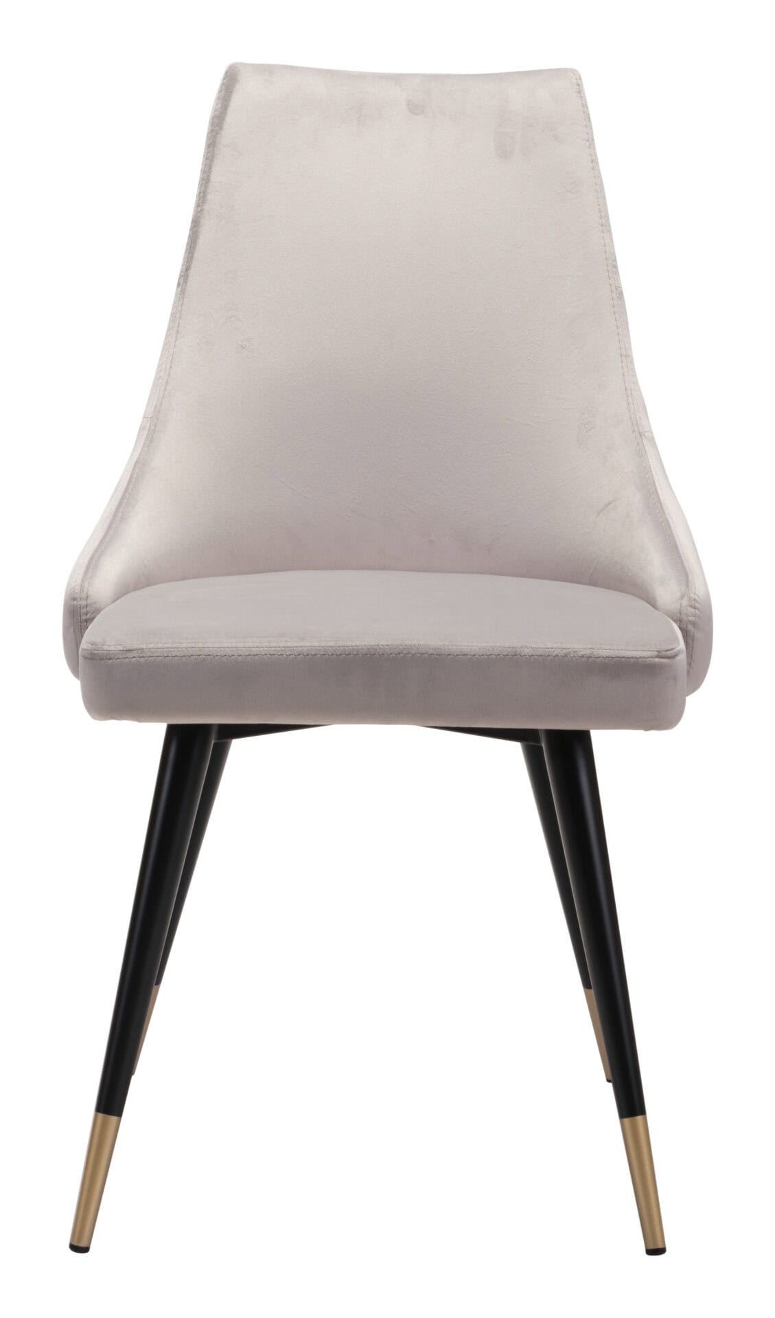 Gray Velvet Tufted Side Chair with Brass Legs (Set of 2) 6 Gray Velvet Tufted Side Chair with Brass Legs (Set of 2) - Image 6