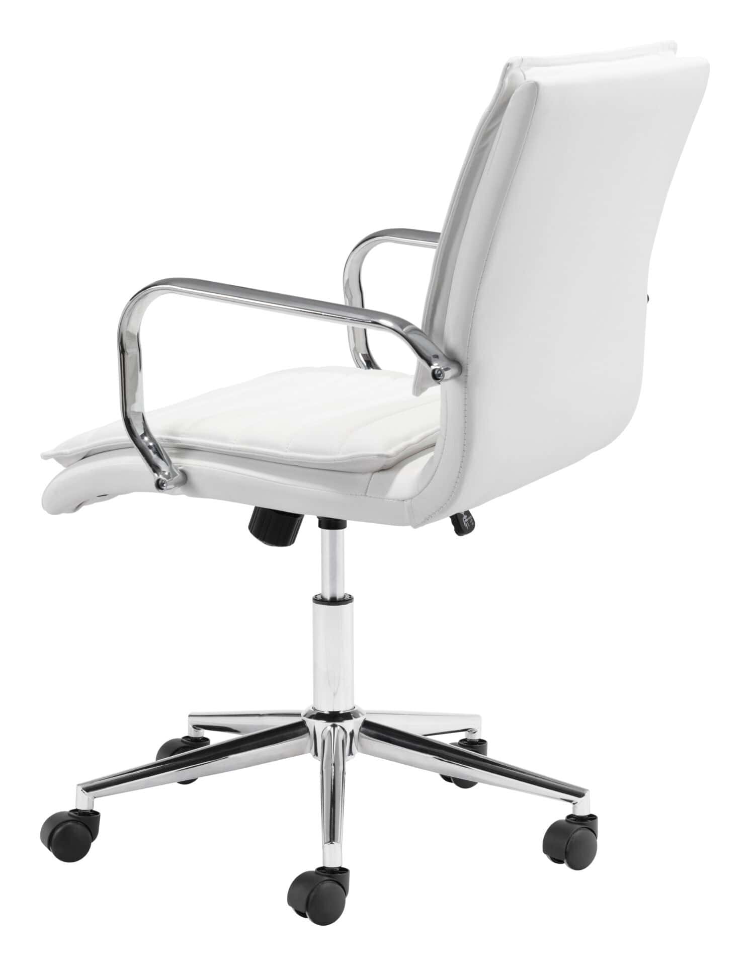 White Faux Leather Office Chair with Adjustable Height and Tilt Function 8 White Faux Leather Office Chair with Adjustable Height and Tilt Function - Image 8