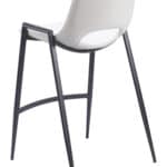 White Faux Leather Counter Stool with Black Steel Frame (Set of 2)
