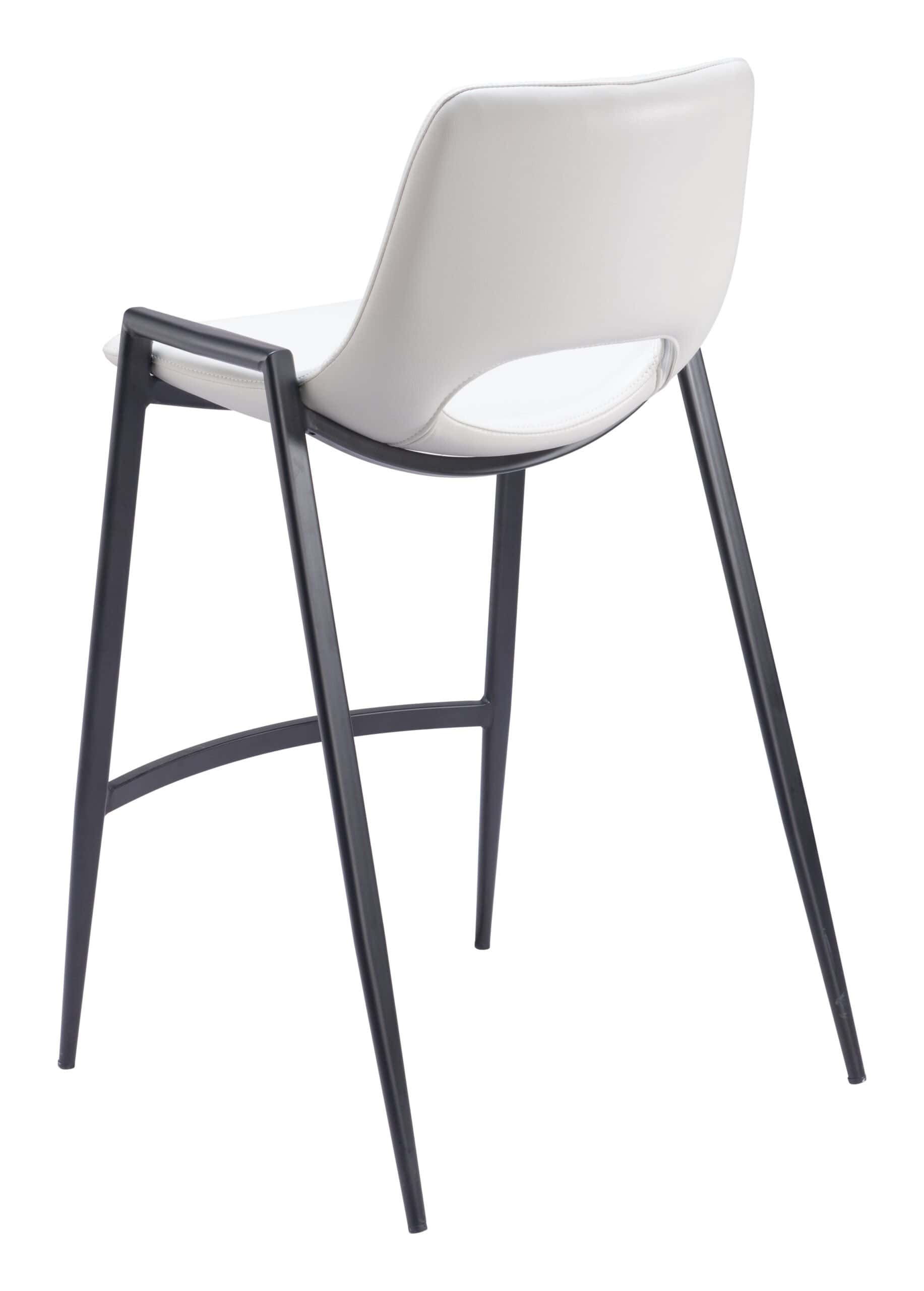 White Faux Leather Counter Stool with Black Steel Frame (Set of 2)
