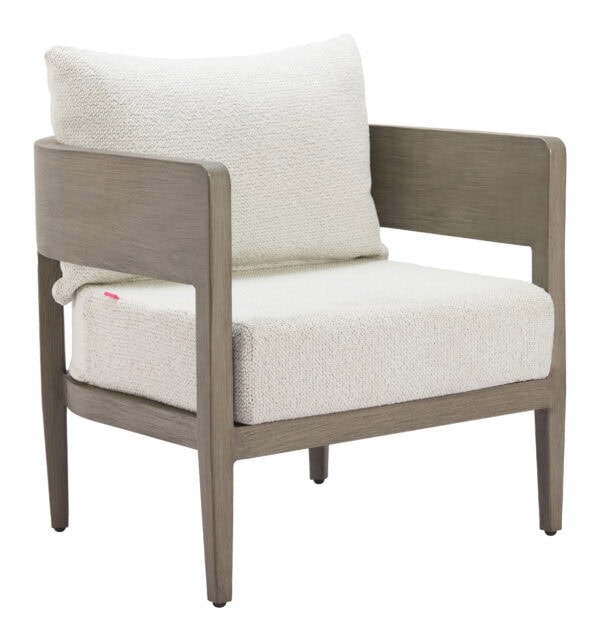 Modern Beige Armchair with Weather Resistant Aluminum Frame