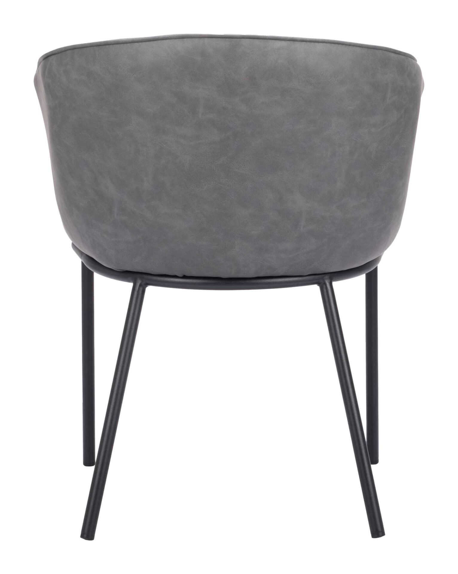 Modern Gray Dining Chair with Steel Frame and Faux Leather Upholstery 4 Modern Gray Dining Chair with Steel Frame and Faux Leather Upholstery - Image 4