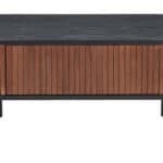 Black & Walnut Coffee Table with Storage Drawer and Oval Top 12 Black & Walnut Coffee Table with Storage Drawer and Oval Top