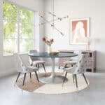 Gray Velvet Tufted Side Chair with Brass Legs (Set of 2) 11 Gray Velvet Tufted Side Chair with Brass Legs (Set of 2)