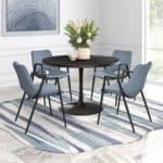 Mid-Century Modern Faux Leather Dining Chair with Armrests, Gray (Set of 2)