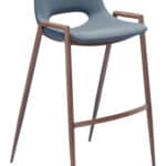 Mid-Century Modern Barstool with Faux Leather and Walnut Finish (Set of 2)