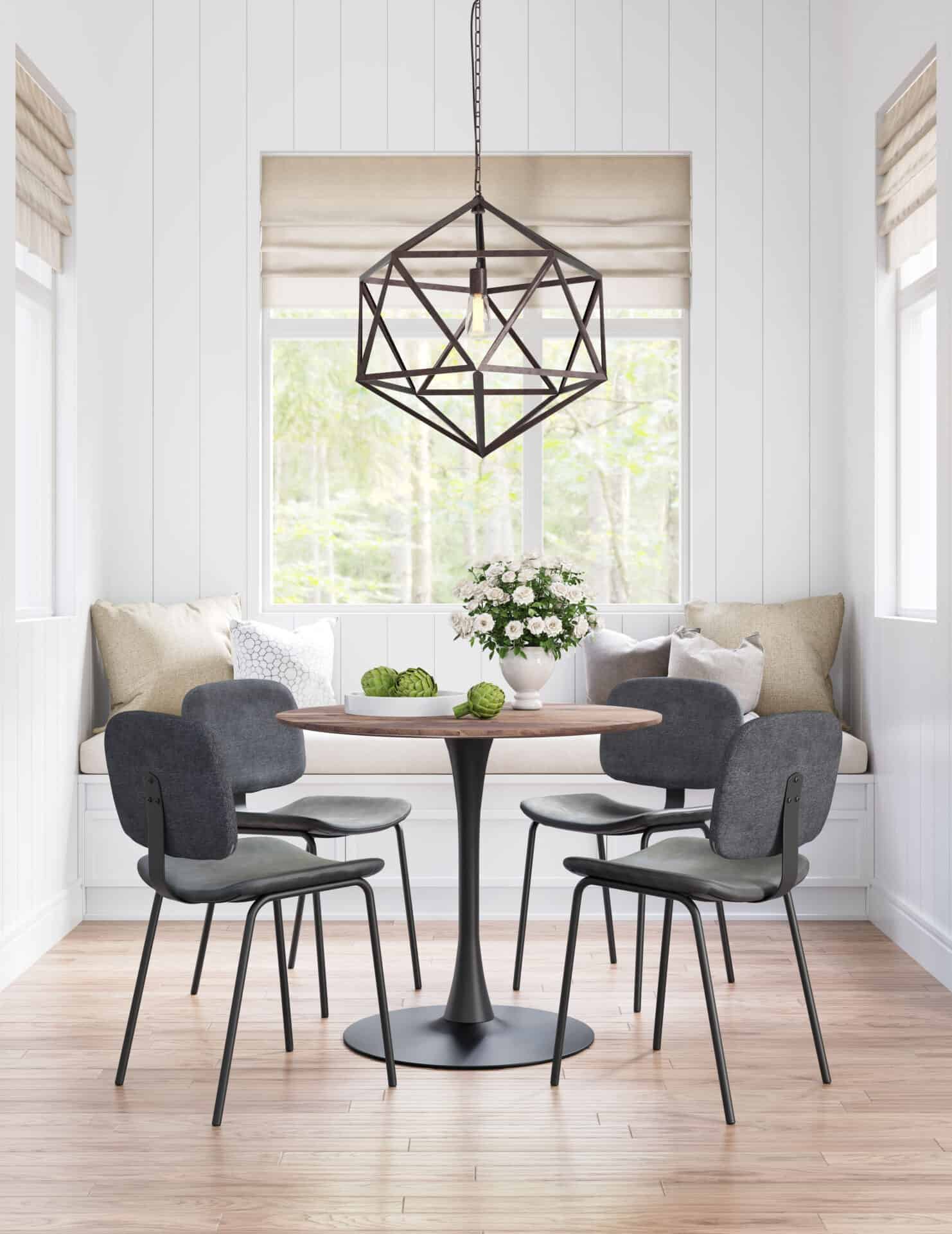 Gray Dining Room Chairs with Faux Leather and Steel Legs (Set of 2) 2 Gray Dining Room Chairs with Faux Leather and Steel Legs (Set of 2) - Image 2