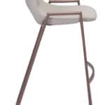 Mid-Century Modern Barstool with Faux Leather and Walnut Legs (Set of 2)