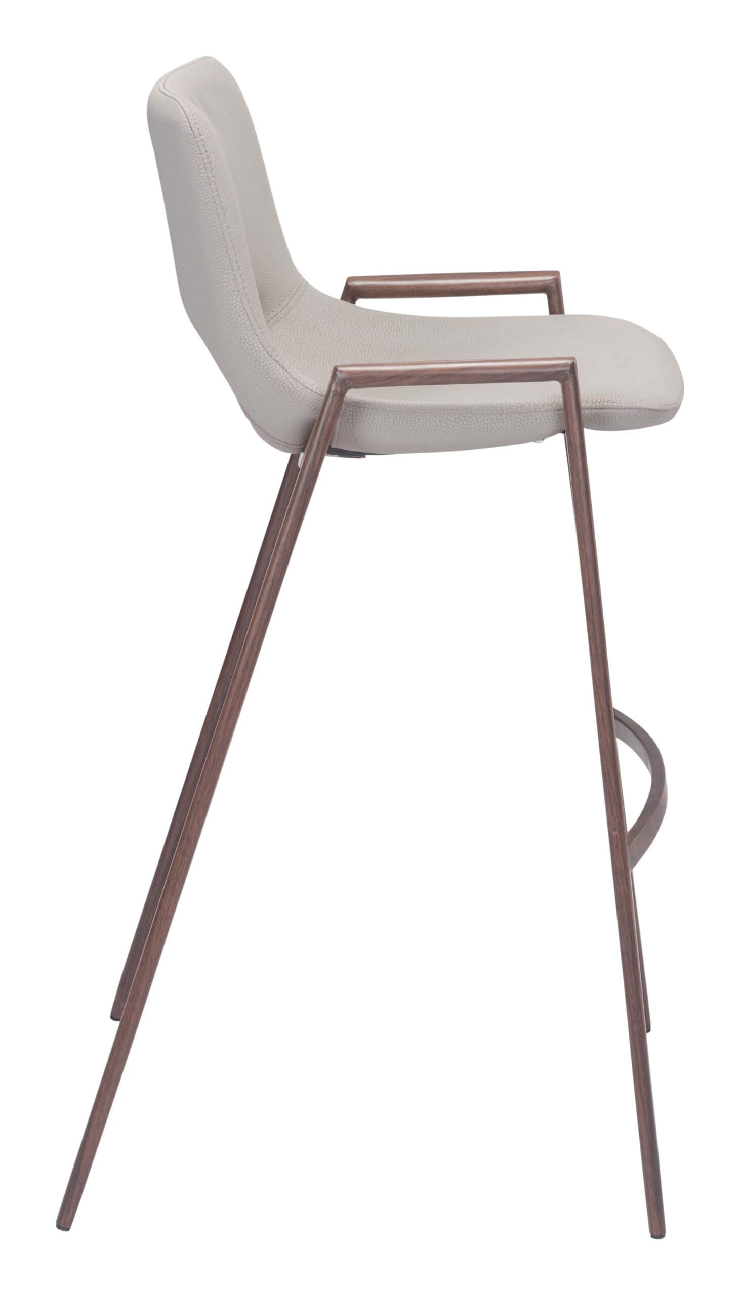 Mid-Century Modern Barstool with Faux Leather and Walnut Legs (Set of 2)