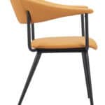 Modern Faux Leather Dining Chair with Armrests and Steel Legs 9 Modern Faux Leather Dining Chair with Armrests and Steel Legs